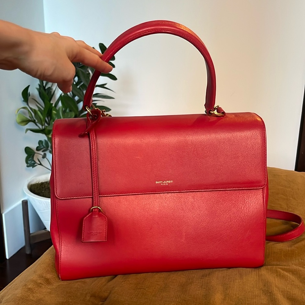 Saint Laurent Medium Moujik Red Leather handle bag